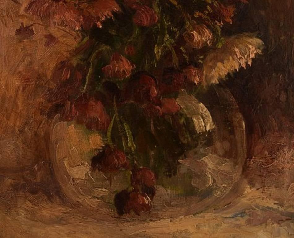 Early 20th Century Flowers in a Vase, Oil on Canvas, Unknown French Artist, circa 1900