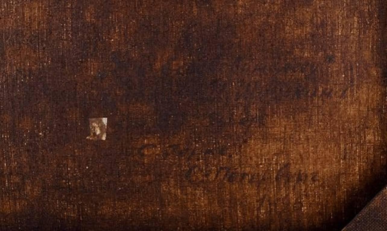 Unknown Russian Painter, Playful Bear Cubs in the Forest, Oil on Canvas In Good Condition In København, Copenhagen