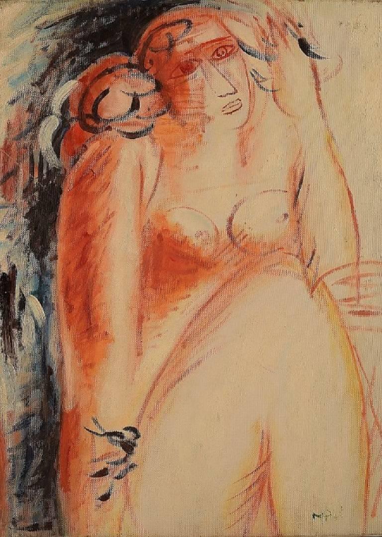 Oil on canvas, Naked woman. Unknown artist, 20th century.

In perfect condition.

Unsigned.

Measuring: 40 x 30 cm.
