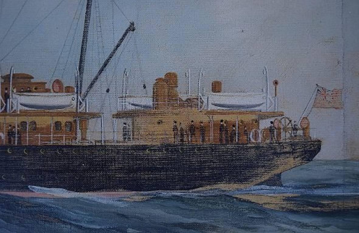 Unknown Marine Painter, St. Petersburg Steamer, Oil on Canvas In Good Condition In Copenhagen, DK