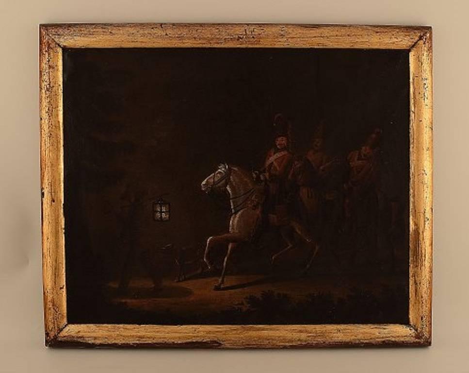 Unknown old master. Oil on canvas, 19th century.

Riders from Napoleon 1st Army.

Unsigned.

Measures: 50 x 41 (58 x 49) cm.

In very good condition.