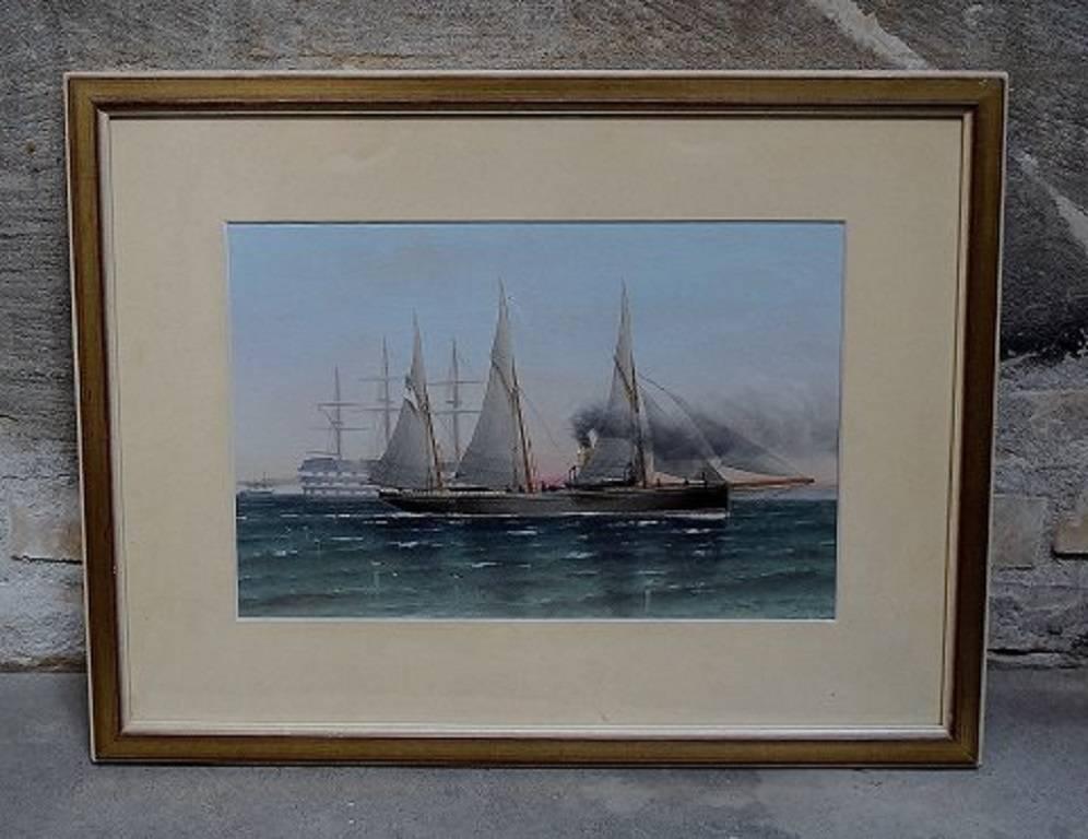 Charles Keith Miller (b. 1836, d. 1907) the navy, Glasgow, 1888.

Oil on board.

Measures: 38 x 25 cm. 

The frame measures 2 cm.

Price example: A similar painting by Charles Keith Miller sold March 8, 2006 at BrightWells, Leominster, UK