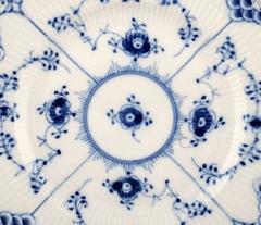 Blue Fluted Full Lace Royal Copenhagen Porcelain Dinnerware, 24 Plates