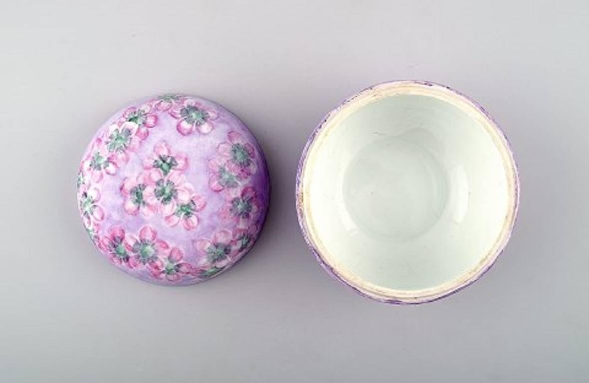 Art Nouveau Rosenthal Lidded Jar / Jewelry Box, Hand-Painted with Pink Flowers For Sale