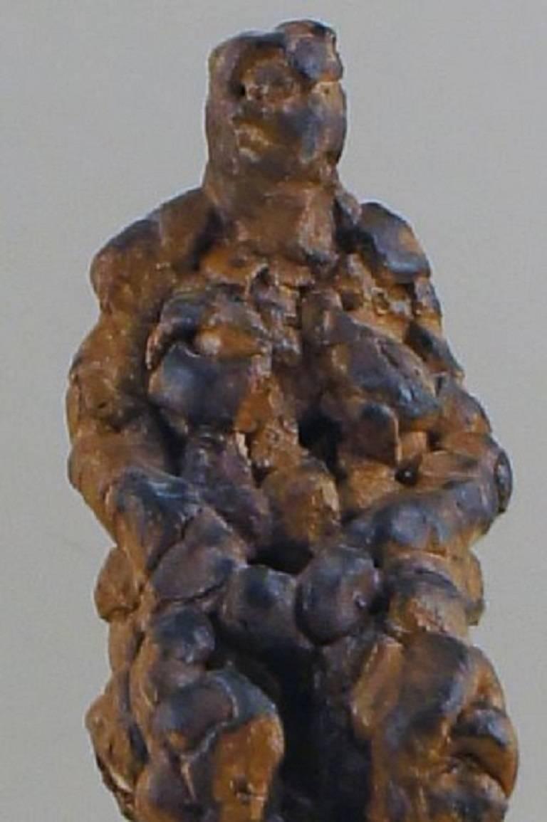 Modern Jeff Ibbo Stoneware Sculpture Burned and Partially Glazed Ceramic Stoneware