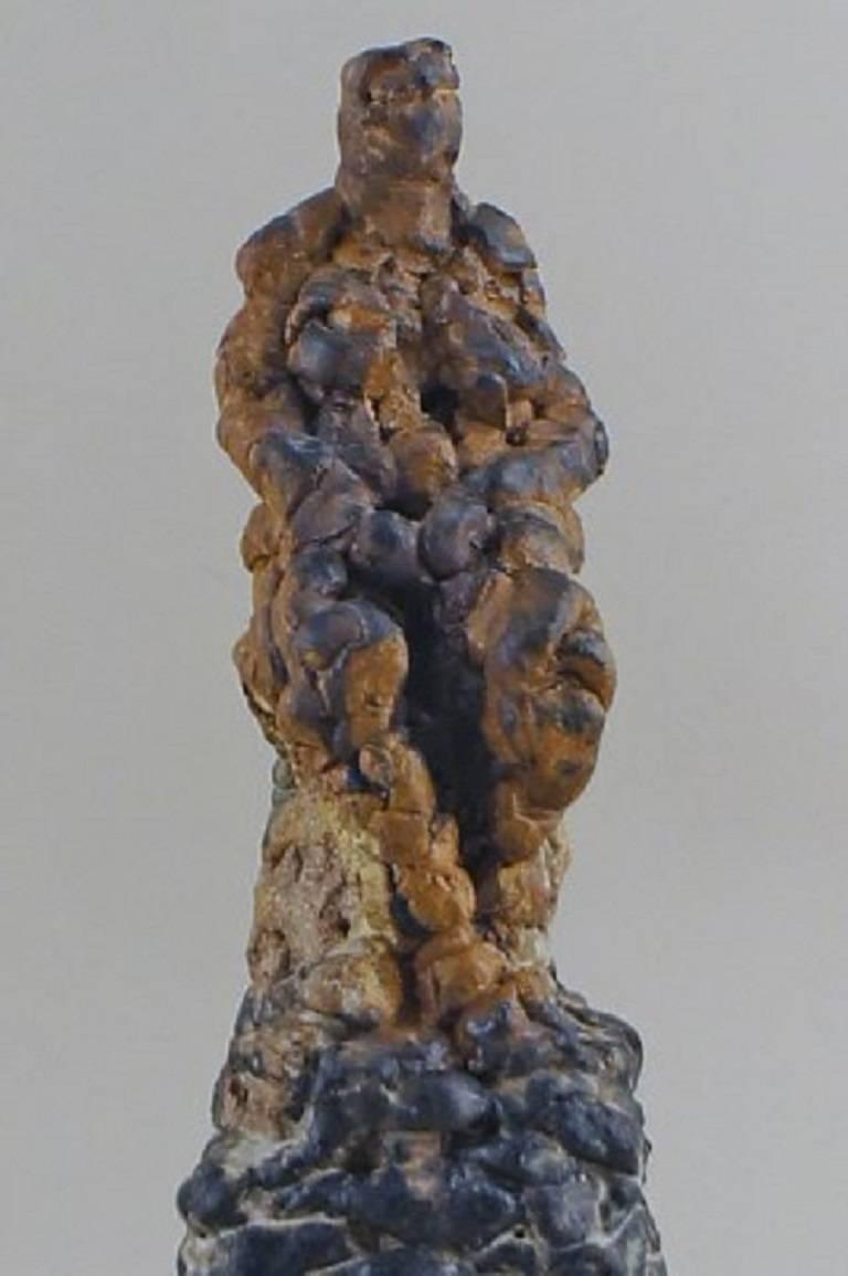 Scandinavian Jeff Ibbo Stoneware Sculpture Burned and Partially Glazed Ceramic Stoneware