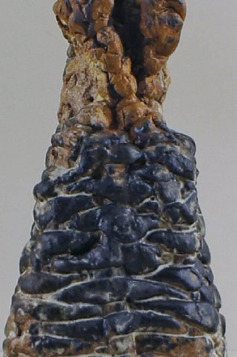 20th Century Jeff Ibbo Stoneware Sculpture Burned and Partially Glazed Ceramic Stoneware