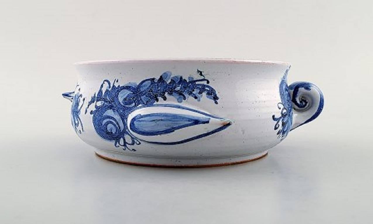 Scandinavian Modern Bjorn Wiinblad Unique Ceramic Flower Pot, Blue Glaze, 1972