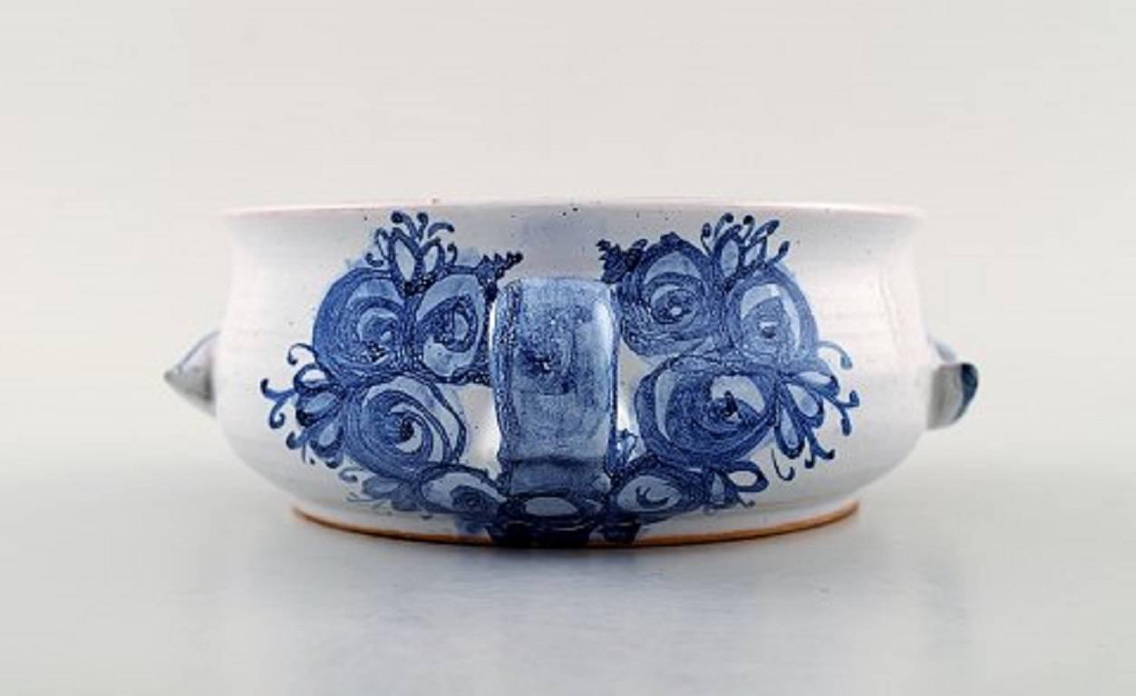 Danish Bjorn Wiinblad Unique Ceramic Flower Pot, Blue Glaze, 1972