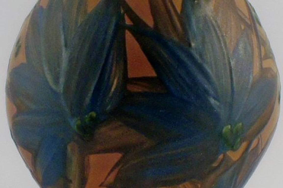 Art Déco KäHler, HAK, Vaso in gres smaltato, splendida smaltatura con sfumature blu scuro in vendita