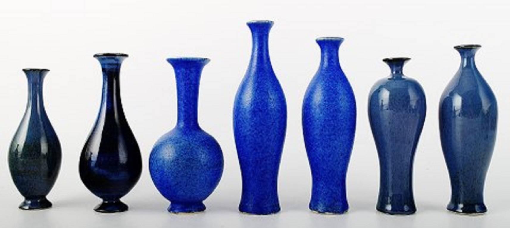 Scandinavian Modern Collection of 14 Unique Miniature Ceramic Vases by Per Liljegren