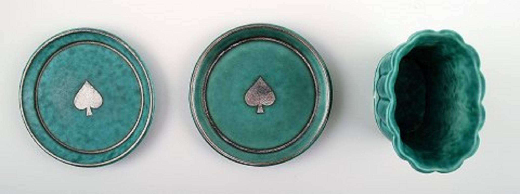 Suédois Wilhelm Kge, Josef Ekberg, Gustavsberg Argenta, 3 vases et 2 petits plats en vente