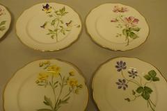 11 Rörstrand Art Nouveau Plates, Hand-Painted, Different Flowers