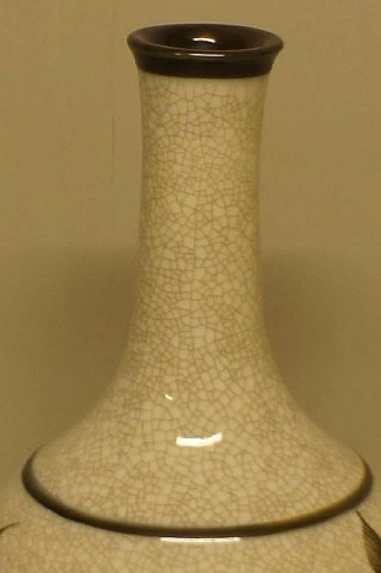 Große große B&G Bing & Grondahl Craquele-Vase mit Fisch (Art déco) im Angebot