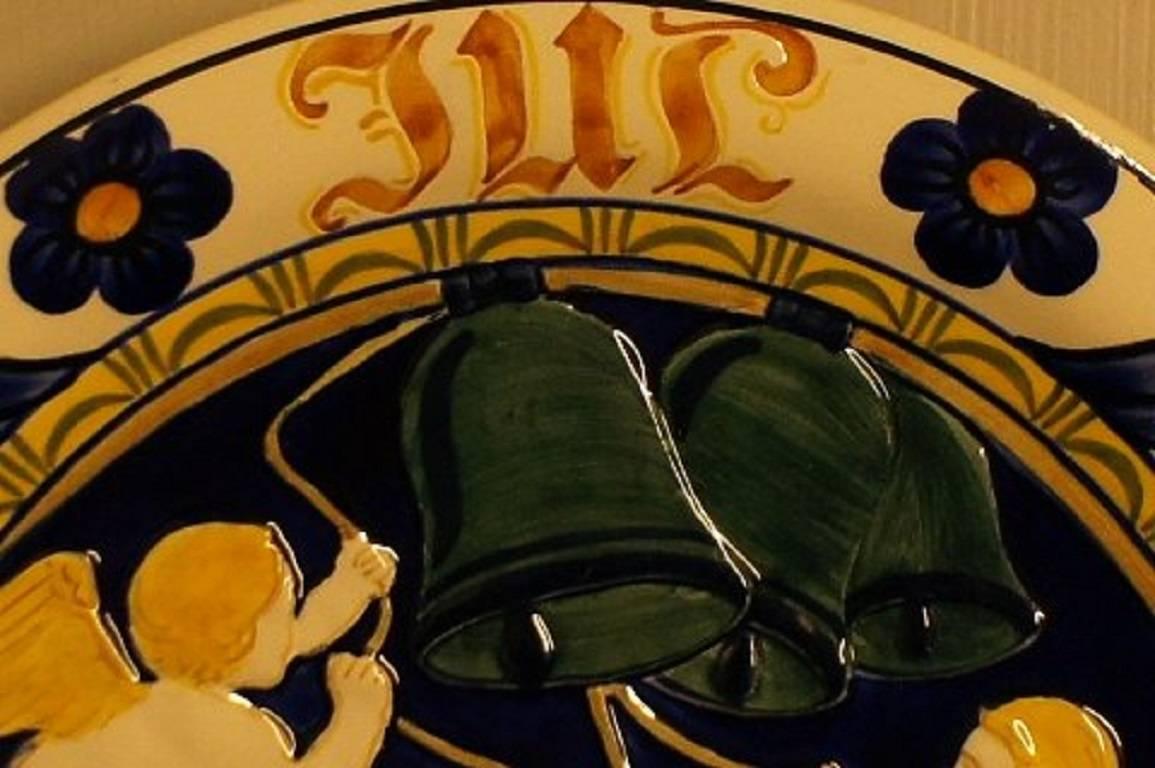 Art nouveau Grande assiette de Noël Aluminia en faïence, 1910 en vente