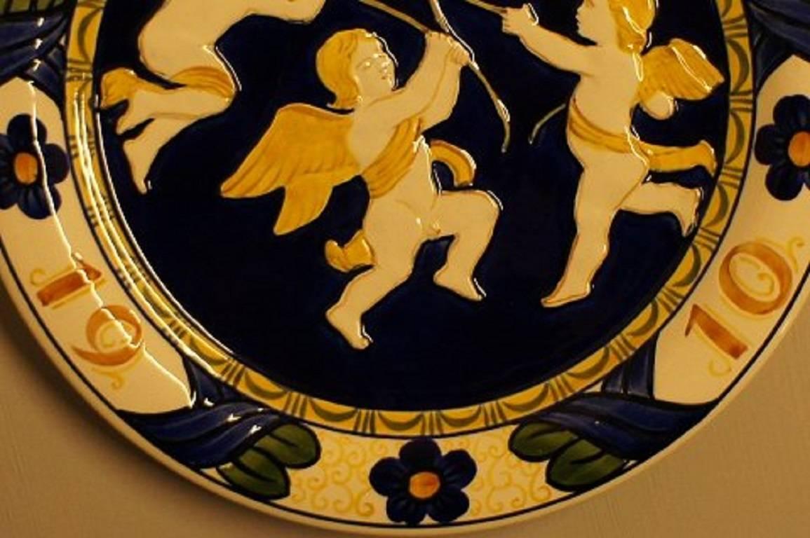 Grande assiette de Noël Aluminia en faïence, 1910 Bon état - En vente à København, Copenhagen