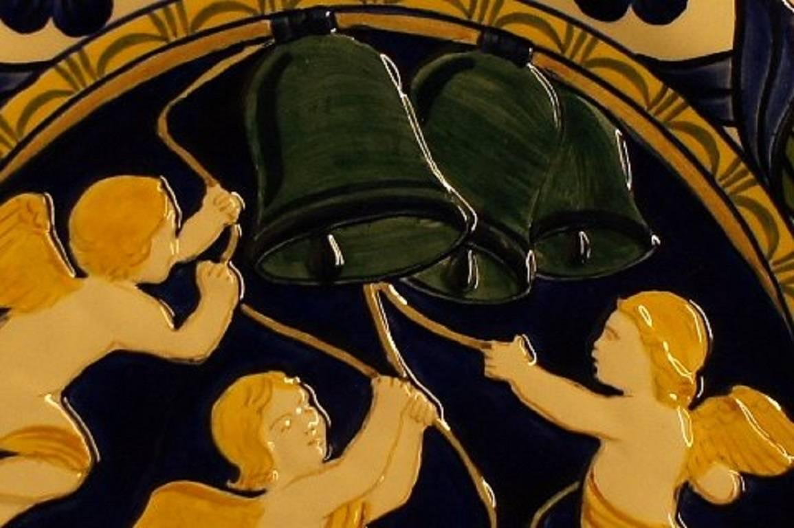 Début du 20ème siècle Grande assiette de Noël Aluminia en faïence, 1910 en vente