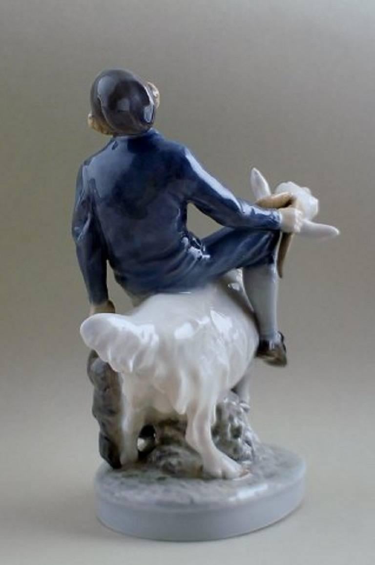Danish Royal Copenhagen figurine Hans Clodhopper, Boy on Goat