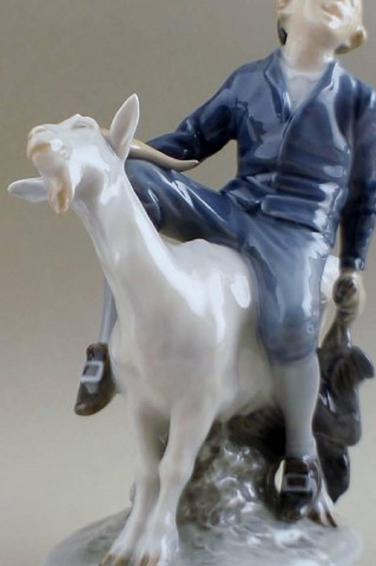 Victorian Royal Copenhagen figurine Hans Clodhopper, Boy on Goat