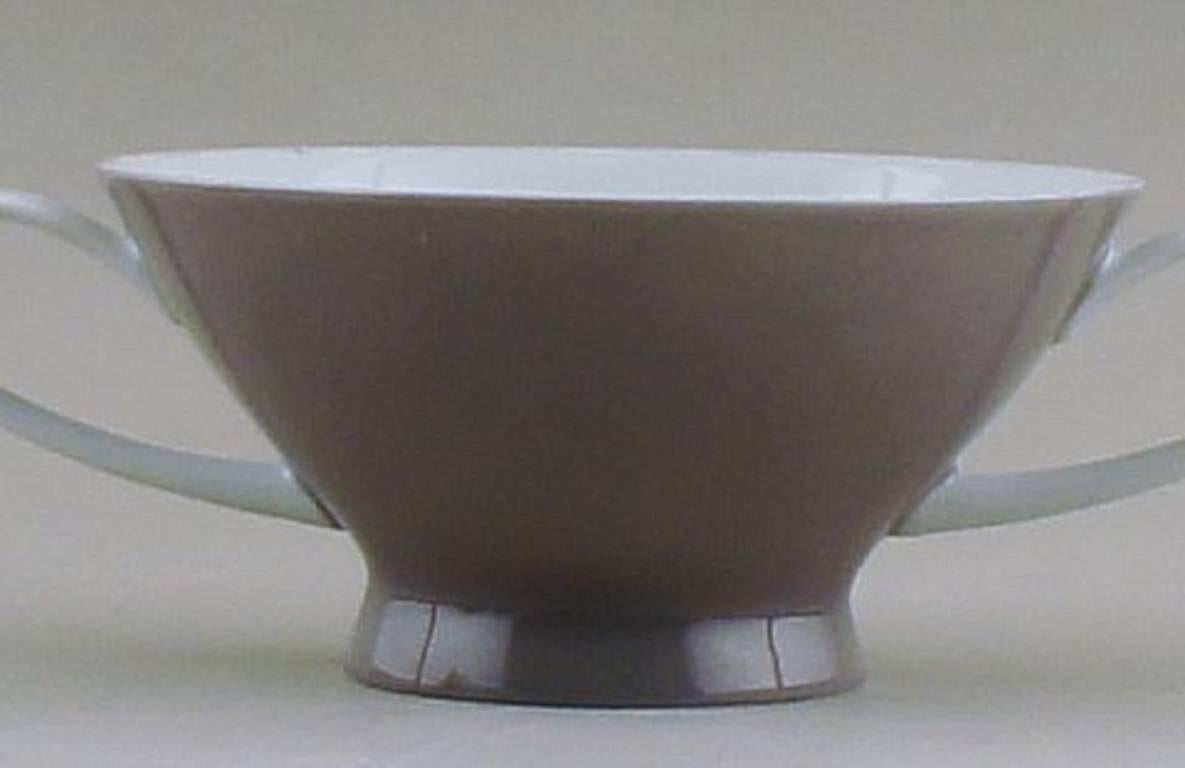 German Rosenthal Bouillon Cups, 11 Pieces Beautiful Modern Design, in Dark Gray For Sale