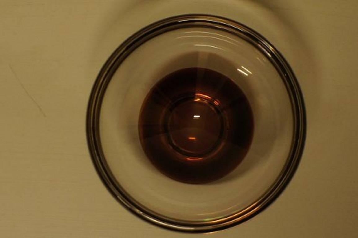 Swedish Orrefors Art Glass Bowl with Black Rim and Dark Red Bottom