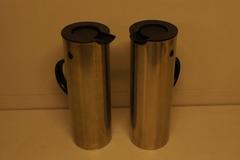 Two Stelton Thermal Coffee Pots in Stainless Steel, Designed by Erik Magnussen
