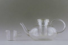 Wilhelm Wagenfeld, "Jena" Tea Pot and Cream Jug of Clear Glass