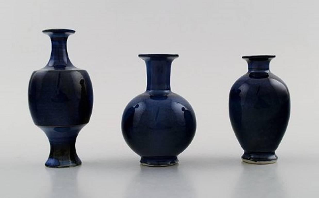 Scandinavian Modern Collection of Nine Unique Miniature Ceramic Vases by Per Liljegren