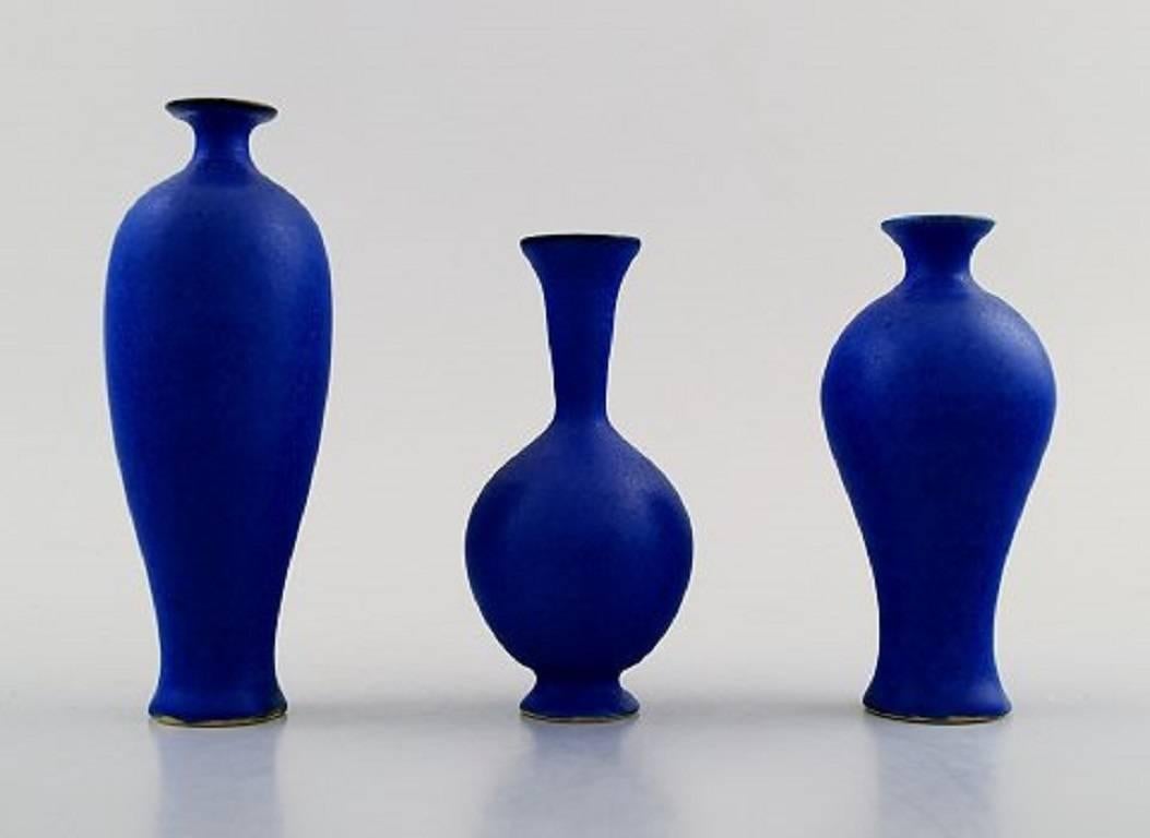 Swedish Collection of Nine Unique Miniature Ceramic Vases by Per Liljegren