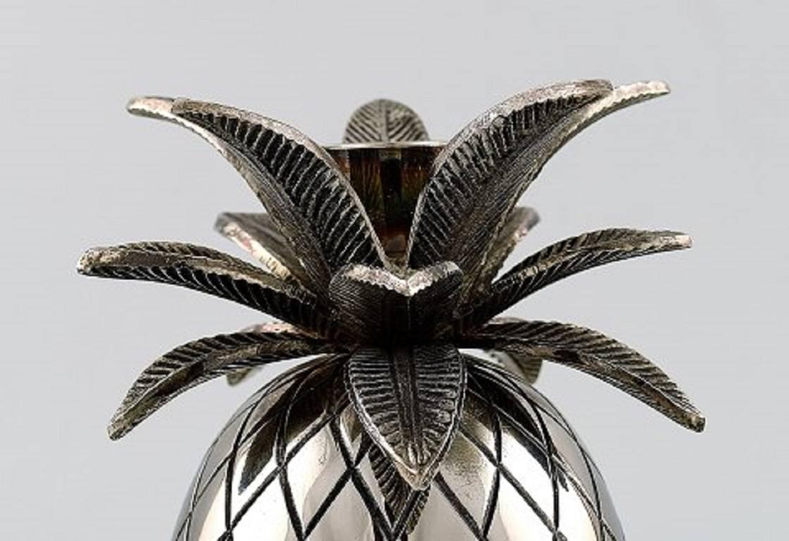 Pair of Art Deco Candlesticks in the Shape of Pineapples in Plated Silver In Good Condition In Copenhagen, DK