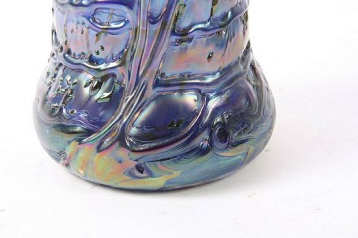 Large Art Nouveau Art Glass Vase, Rainbow Colors In Good Condition For Sale In Copenhagen, DK