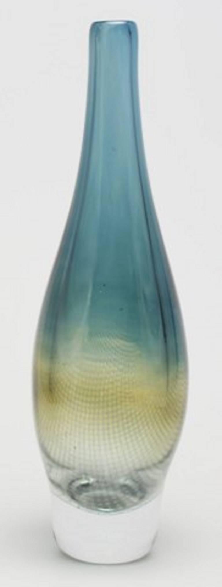 Große Vase aus Kunstglas von Orrefors Kraka, Sieben Palmqvist, Netzmuster (Skandinavische Moderne) im Angebot