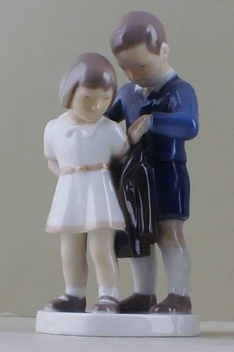 Scandinavian Modern Two B & G 'Bing & Grondahl' Figures of Children For Sale