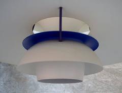 Poul Henningsen: "PH-5" Pendant with White Metal Shades