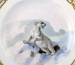 Royal Copenhagen Flora Danica / Fauna Danica Dinner Plate with a Polar Bear