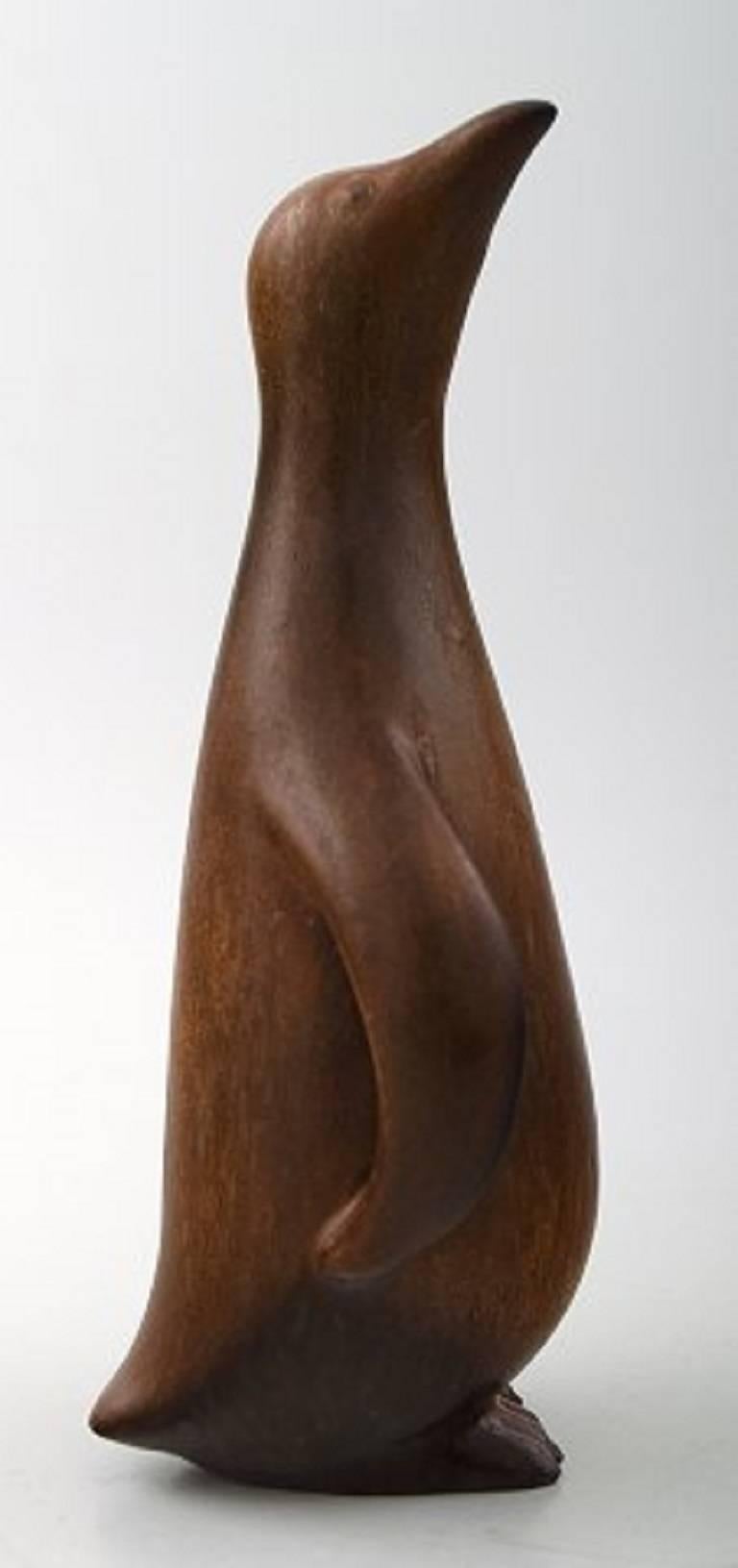 Scandinavian Modern Rörstrand Stoneware Figure by Gunnar Nylund, Penguin, 1950s