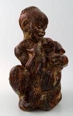 Royal Copenhagen Stoneware Figure of Black Boy with Cat
