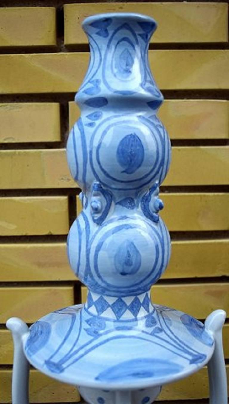 Colossal Bjorn Wiinblad Figure, Candlestick L15, the Blue House, 1974 In Excellent Condition In Copenhagen, DK