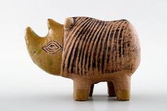 Rhino in Stoneware, Lisa Larson, Gustavsberg, Sweden 1970s