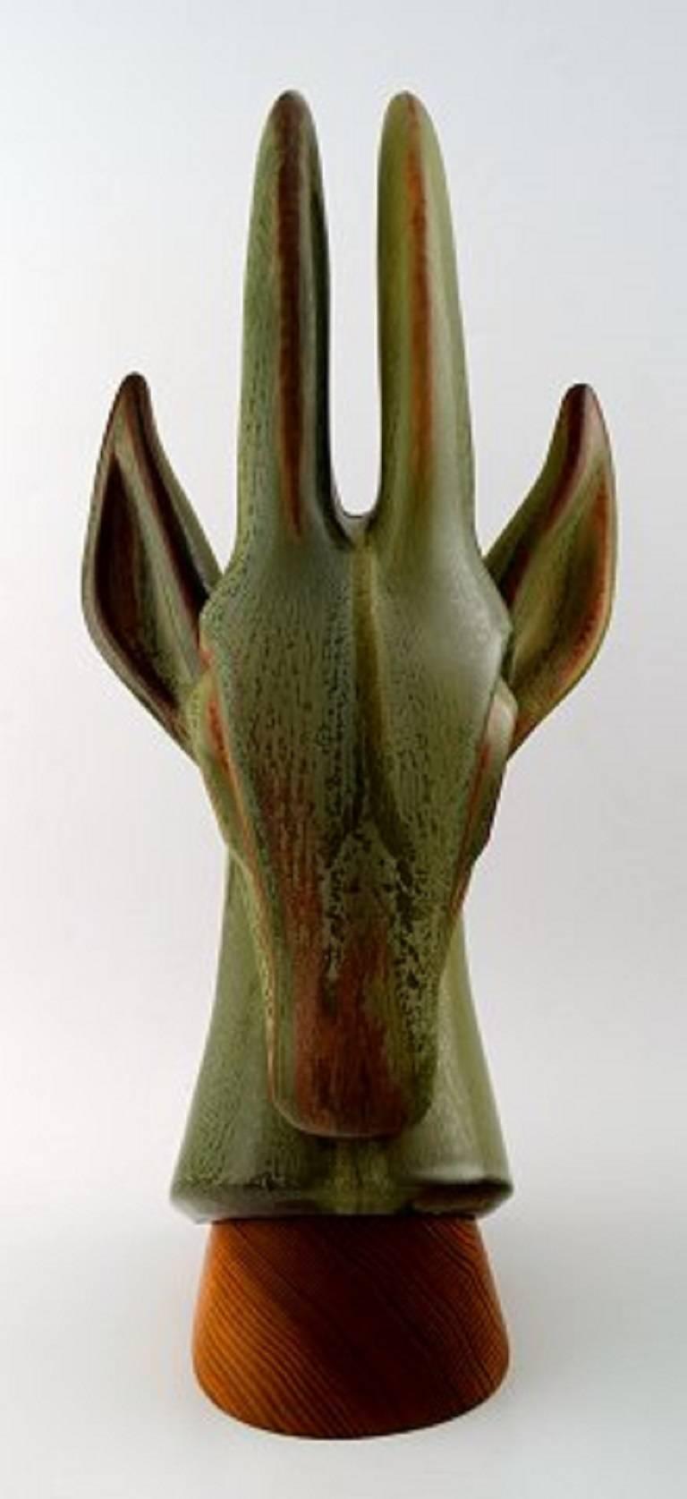 Swedish Very Large Rörstrand  Stoneware Figure by Gunnar Nylund, Gazelle