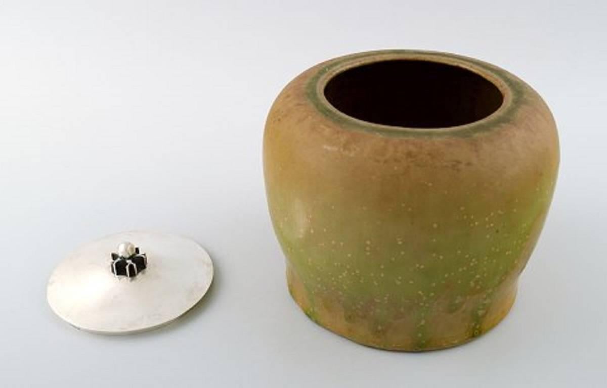 Patrick Nordstrøm for Royal Copenhagen Pottery Jar with Sterling Silver Lid 3