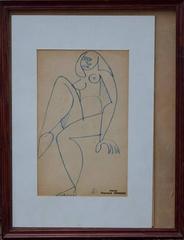 Raymond Trameau French Artist, Naked Woman in Cubist Style