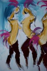 Göran Hausenkamp (Born 1962). Acrylic on Canvas, Cancan Dancers