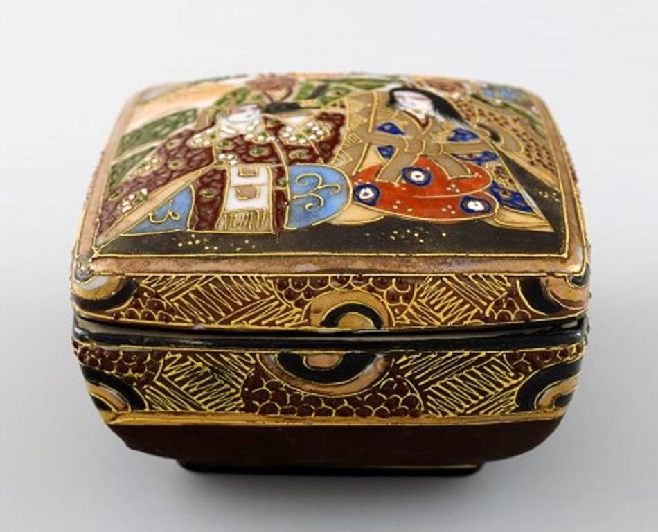 Satsuma Three Pieces, Vase, Lidded Box and an Incense Burner, Japan 2