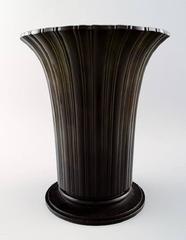 Just Andersen, a Pair of Vases of Patinated Disco Metal