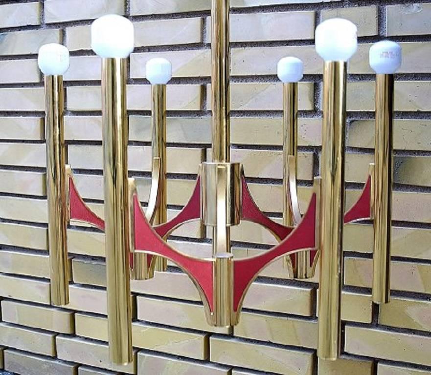 Gaetano Sciolari Gilded Brass Ceiling Lamp, Italy, 1960s-1970s In Excellent Condition For Sale In Copenhagen, DK