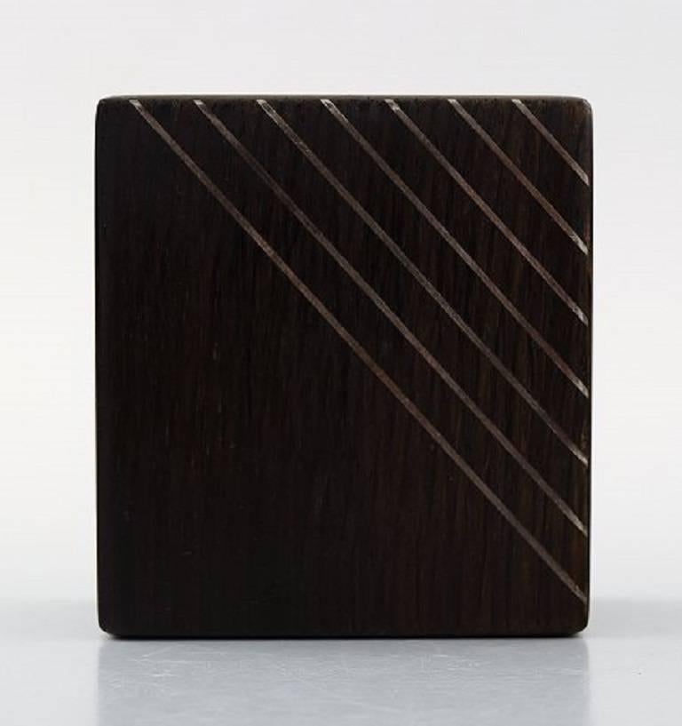 Scandinavian Modern Danish Design Set of Six Parts Rosewood with Silver Inlay, Box, Notepad and More For Sale