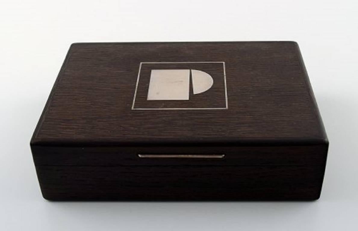 Danish Design Set of Six Parts Rosewood with Silver Inlay, Box, Notepad and More In Good Condition For Sale In Copenhagen, DK