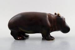 Rare Rörstrand Stoneware Figure of Gunnar Nylund, Standing Baby Hippo