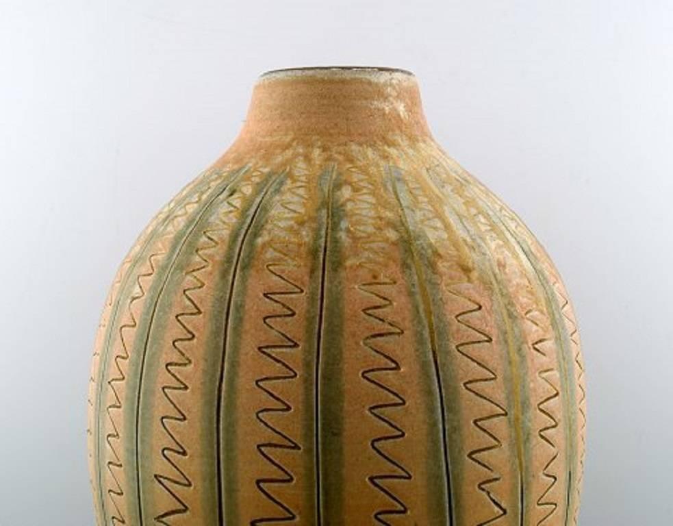 Scandinavian Modern Arthur Andersson for Vallåkra. Monumental Ceramic Vase in Modern Design